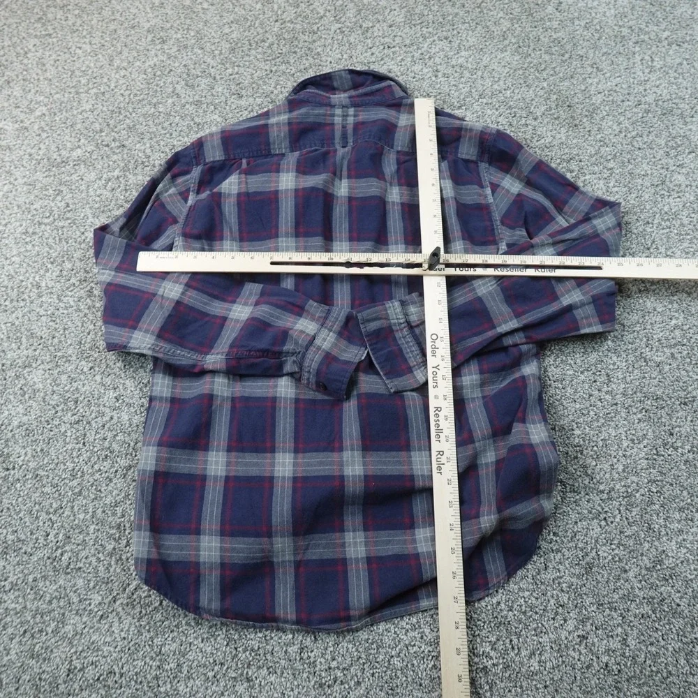 Banana Republic Shirt Mens M Blue Plaid Flannel Slim Fit Button Up Long Sleeve